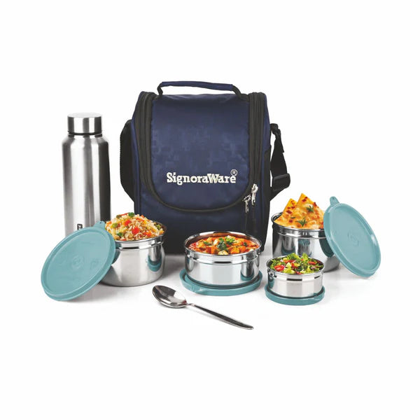 SignoraWare Premium Steel Lunch Box Colour: Blue, Black, E Green, Red, E Blue
