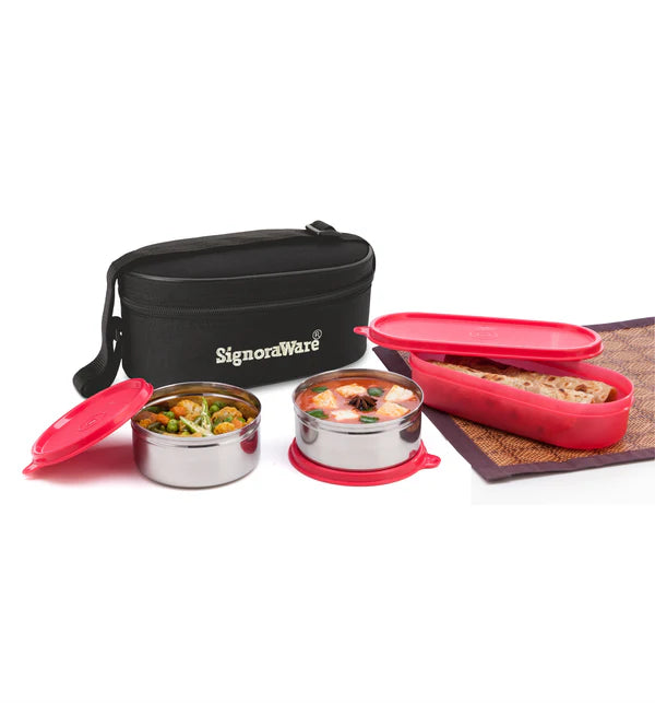 SignoraWare Double Decker Steel Lunch Box Color: Red, Blue, Violet