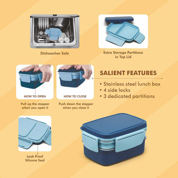 Signoraware StarX Double Decker Steel Lunch Box Available in Green, Blue, Purple