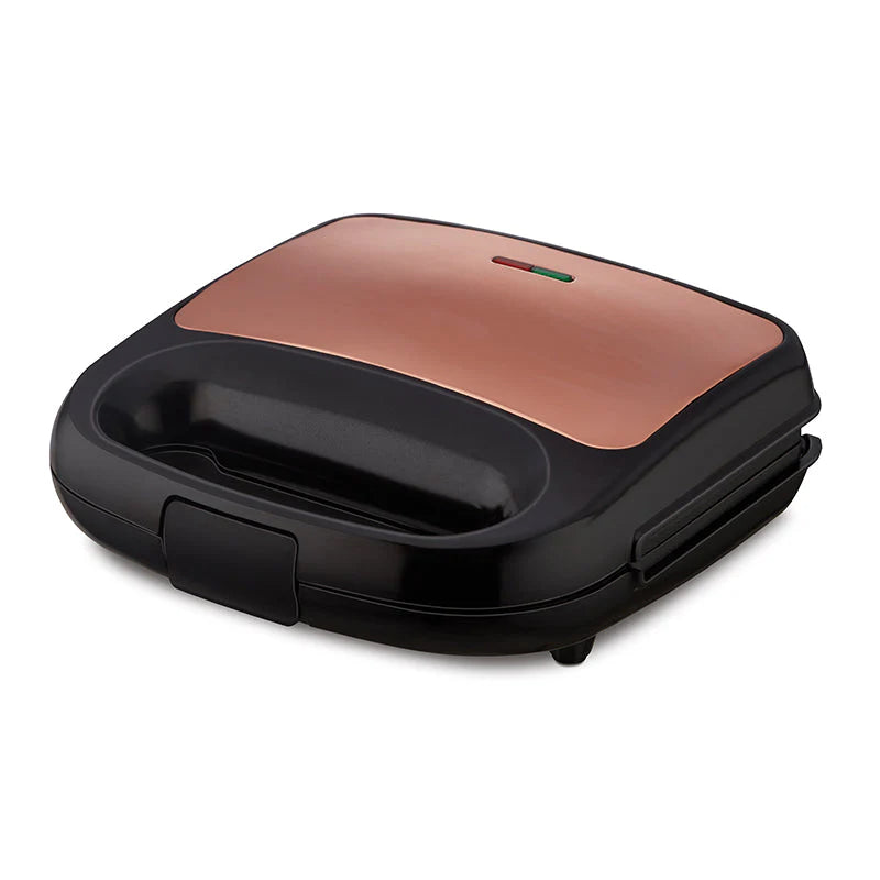 Luxe Rose (Toast, Waffle & Grill) Sandwich Maker, 750W, 3-in-1, Ilag Swiss Coating, Interchangeable Plates, Black & Rose Gold