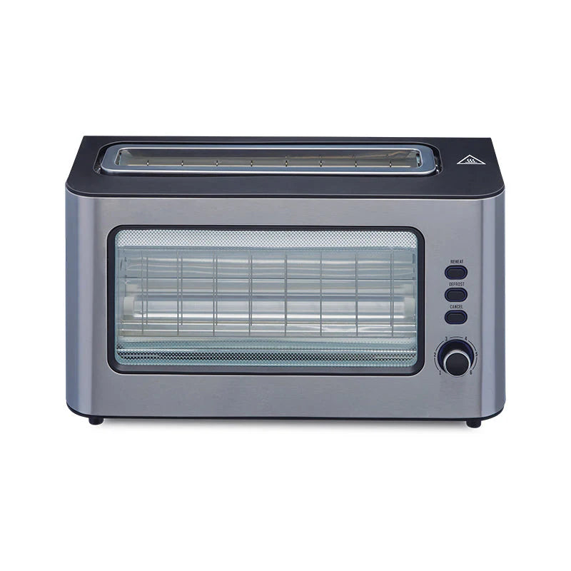 Crystal Crysp 900W Pop-up Toaster, 2 Slice Capacity, Transparent Glass with 6 Browning Controls – Easy Storage & Cleaning