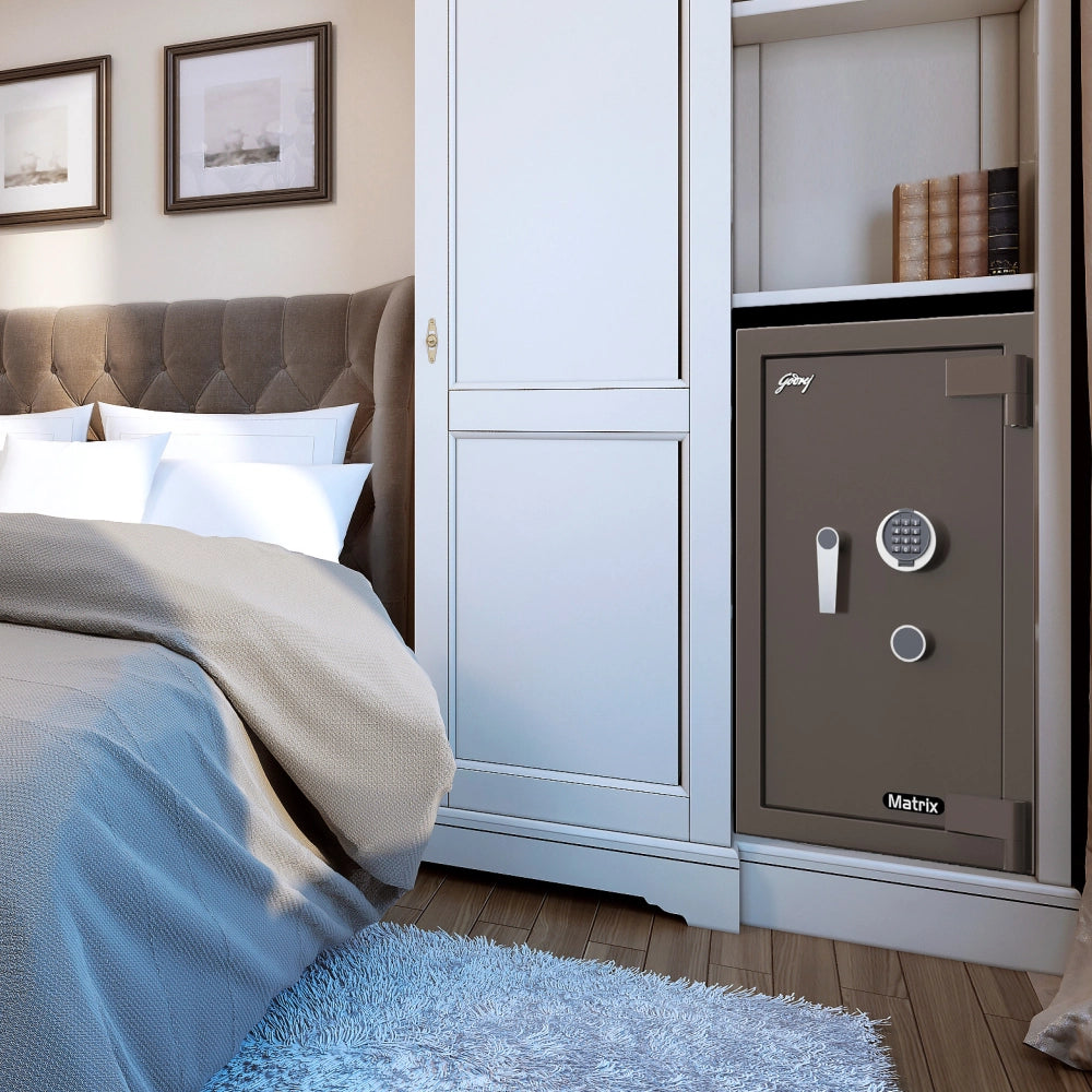 Matrix 3016 (94L) EL+KL Fire-Resistant Home Locker with Dual Lock – Coffee Brown