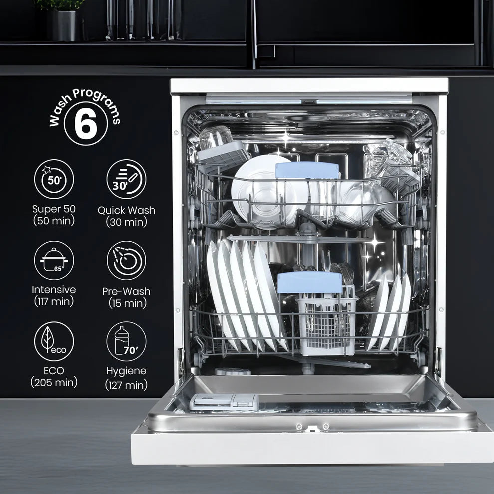 Voila 14 Place Setting Freestanding Dishwasher with Hygiene Wash & Intelli Auto Clean