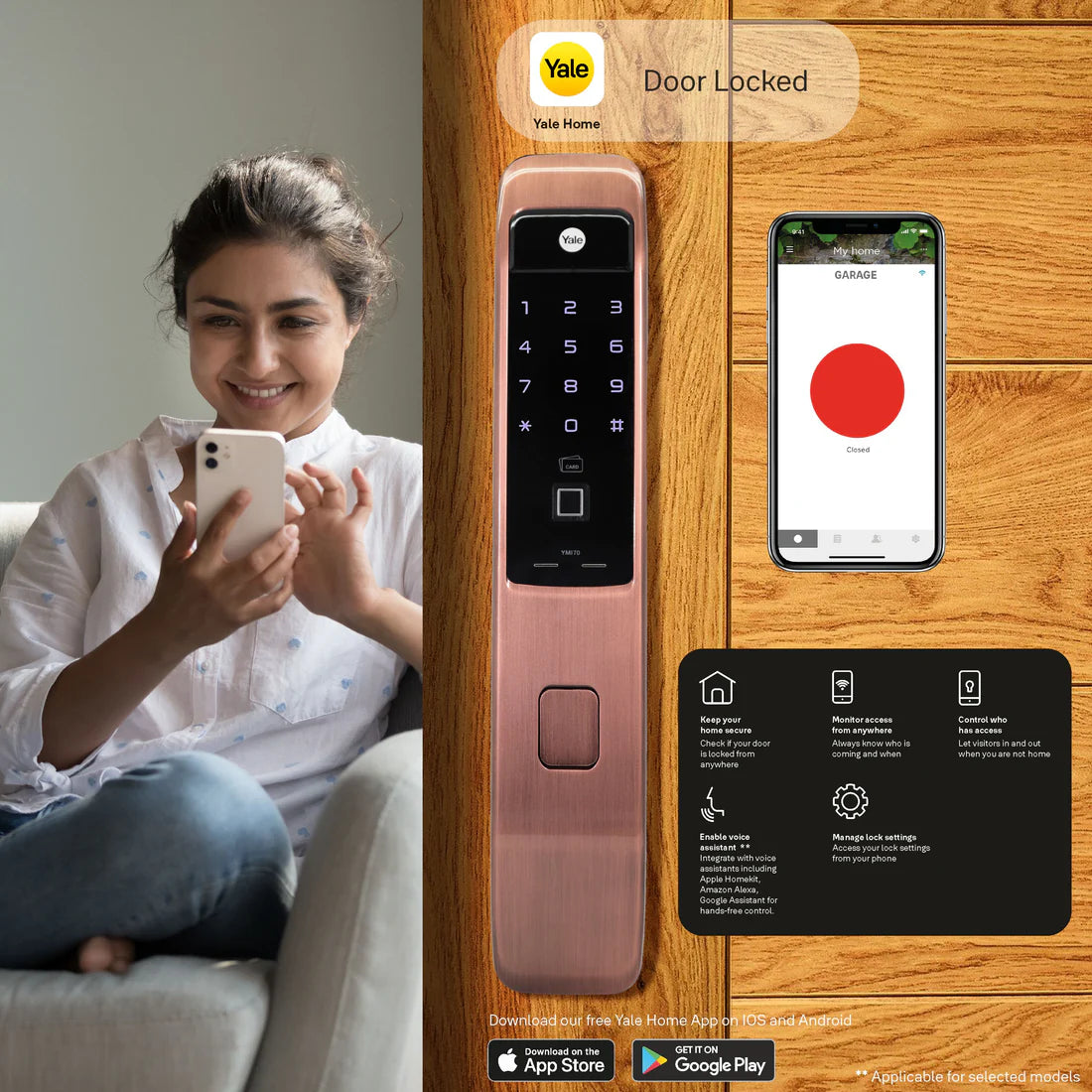 YMI 70 RB - A Series Push Pull Smart Lock (Red Bronze)