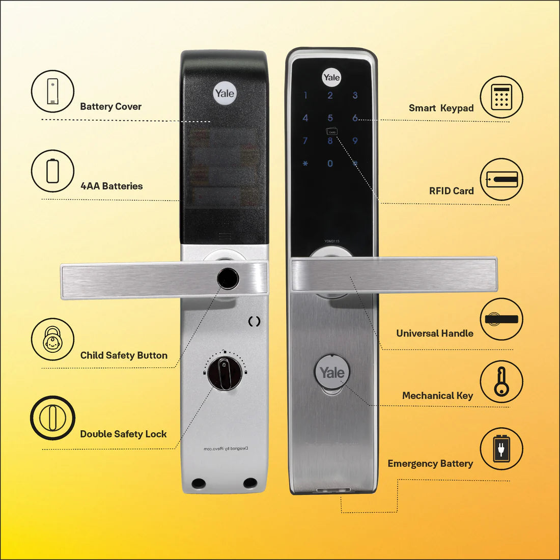 YDM 3115 AV Series Smart Lock (Silver)