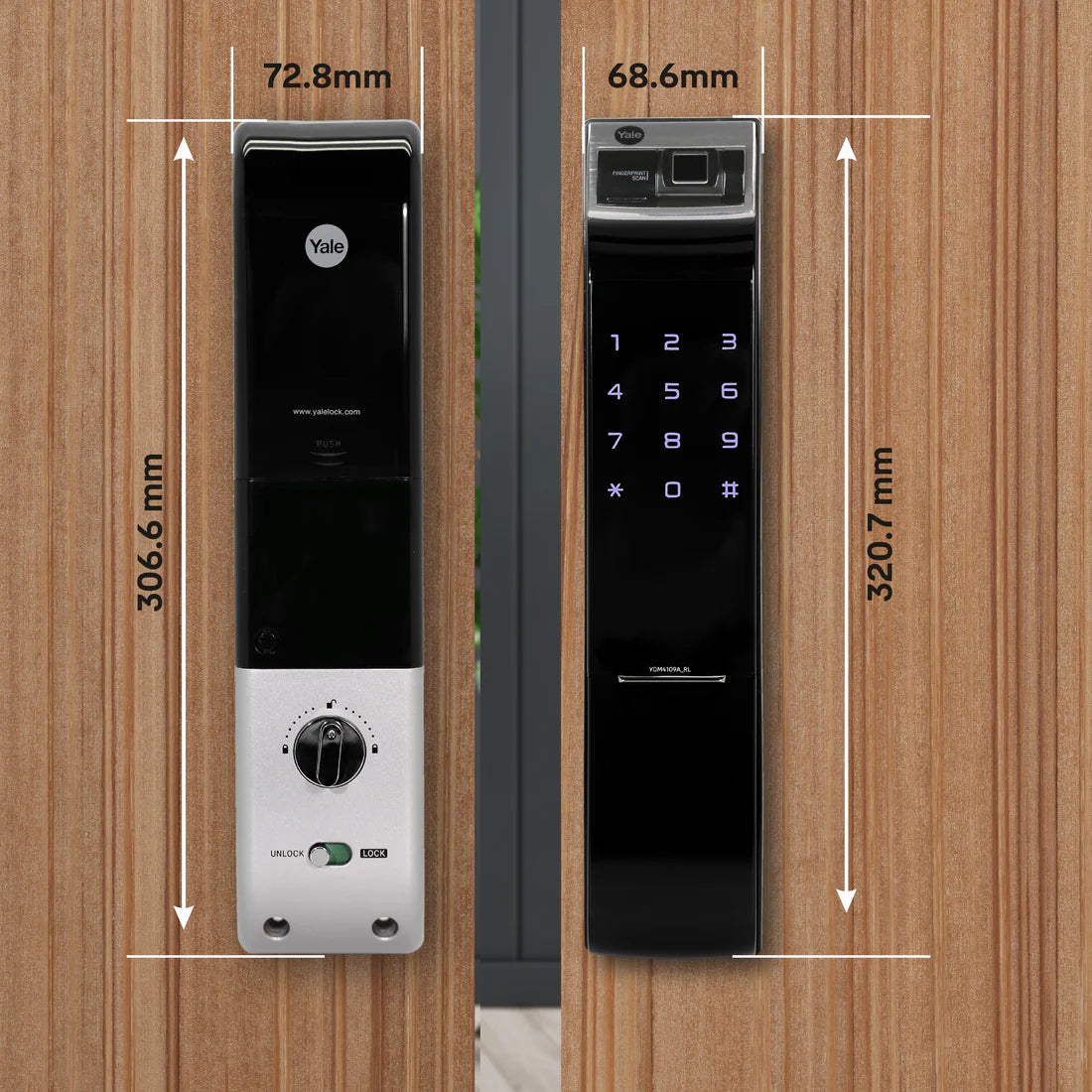 YDM 4109 Smart Lock (Black, Roller Latch, Without Handle)
