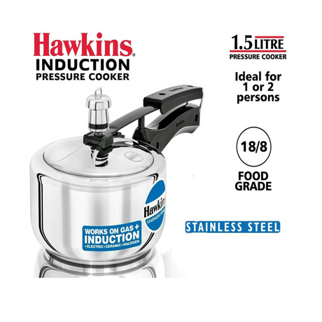 HAWKINS 1.5 LITRE STAINLESS STEEL CONTURA PRESSURE COOKER : SSC15