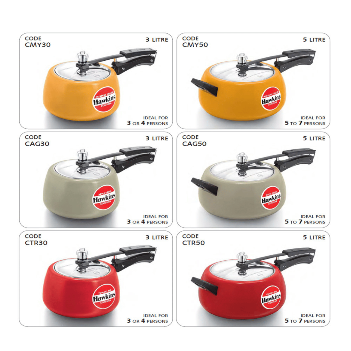 Hawkins Ceramic Coated Contura Pressure Cooker Mustard Yellow 5 Litre : CMY50