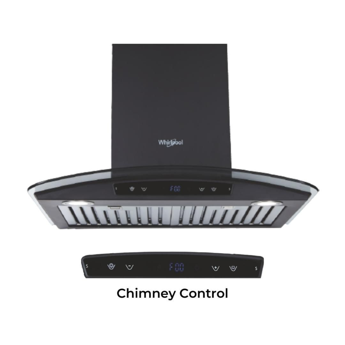 Whirlpool ZEN BF 6W CGA BLDC BK HOOD 60 cm Touch Control With Motion Sensor Wall Mounted Chimney  Black Finish