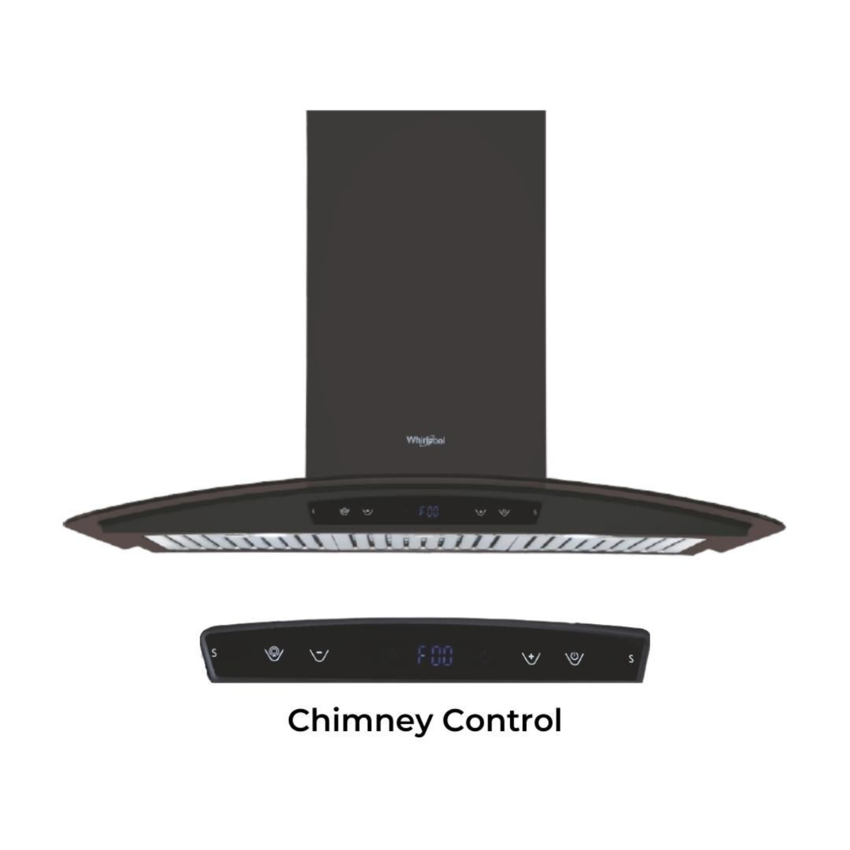 Whirlpool ZEN BF 9W CGA BLDC BK HOOD 90 cm Touch Control With Motion Sensor Wall Mounted Chimney Black Finish