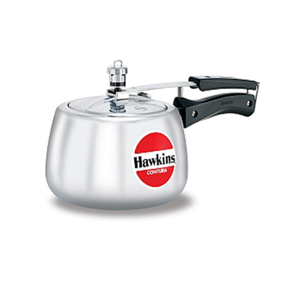 Hawkins Contura Pressure Cooker 3 Litre: HC30 with Hawkins Genuine 2 Gasket & 2 Safety Valve