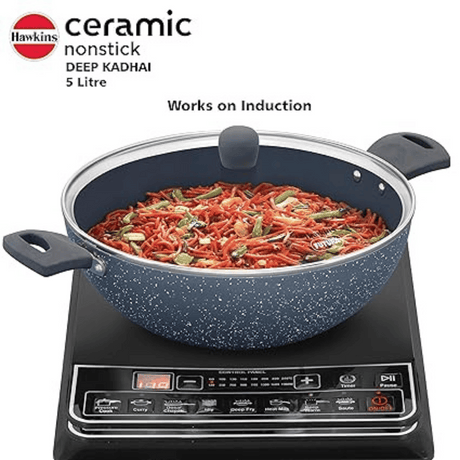 Hawkins 5 Litre with Glass lid Ceramic Nonstick Deep Kadhai (ICK50G)