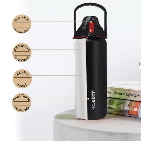 Mount 1500ml Stainless Steel Hot and Cold Water Bottle, Vacuum Insulated Flask, Black | PB 1500-04