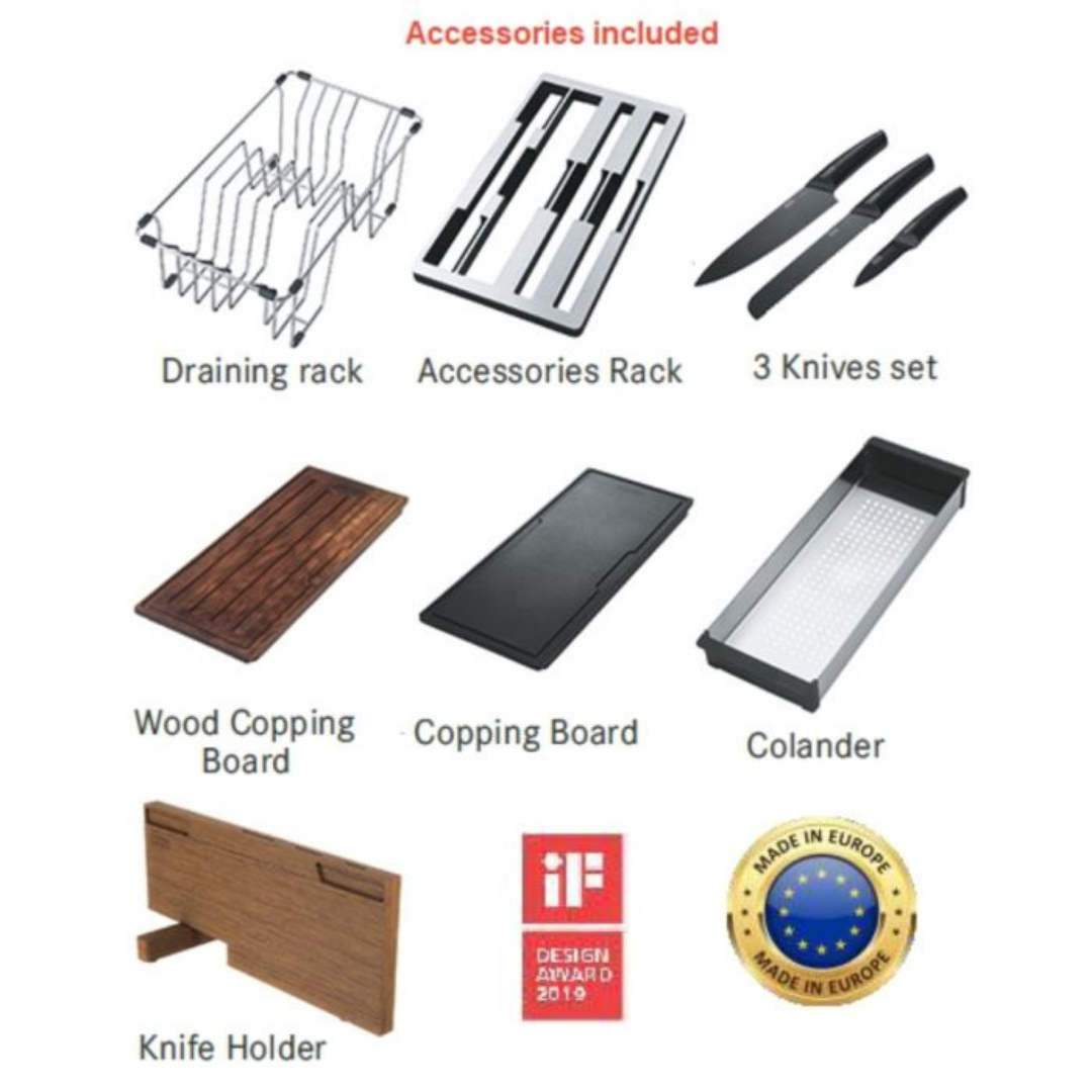 Franke BOX CENTER -BLACK SATIN FINISH (ACCESSORIES INCLUDED) BWX 220-54-27 TL RIGHT ACC IN (860x510) BLACK SATIN FINISH 127.0538.259