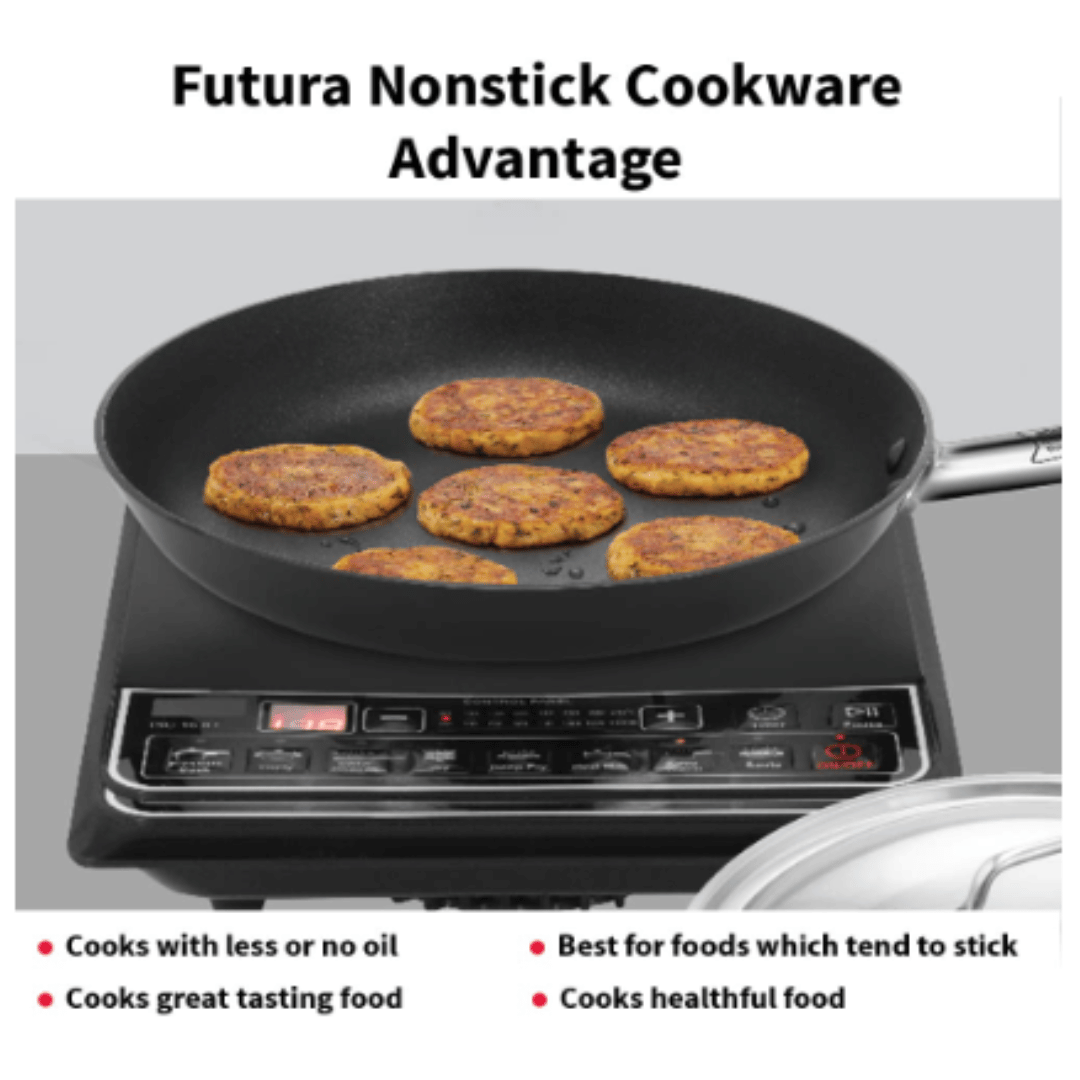 Hawkins 29 cm Futura Frying Pan with Stainless Steel Lid, Non Stick, Induction, Black INFS29S