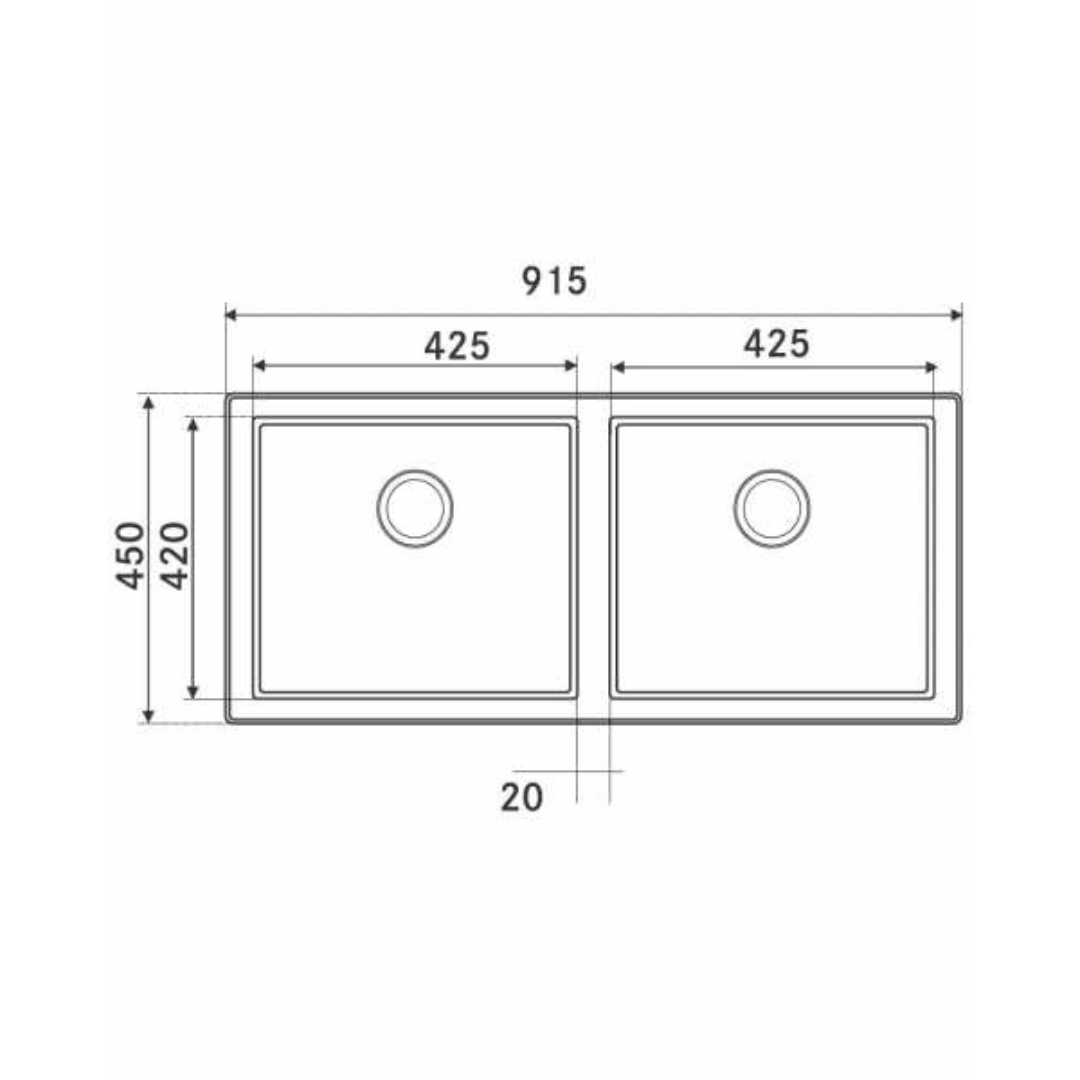 Franke BXX 2/120-42-42 EUROPEAN SATIN FINISH (915x450/36x18) Stainless Steel 1mm European Satin Finish Hand Made Double Bowl Sink 127.0577.938