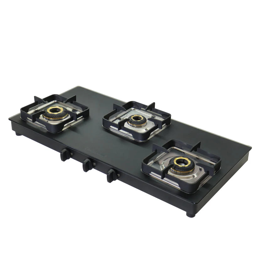 Thar 3 Burner Matte Glass Cooktop Manual Ignition