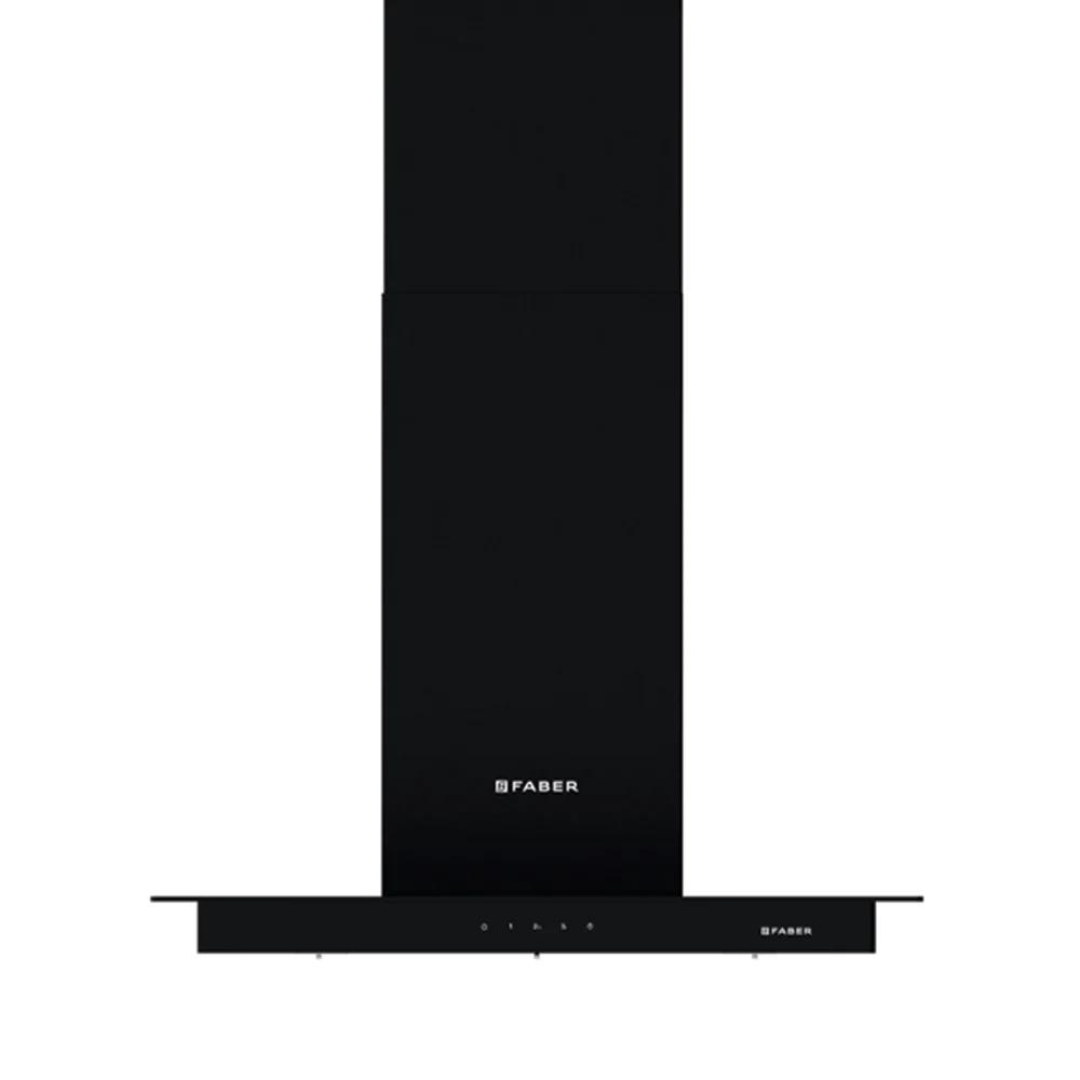 Faber HERCULES ISOLA DTC BK 60cm  Hood Chimney with Ceiling Mount Black Glass Finish Manual Clean Function 1000m3/hr Suction
