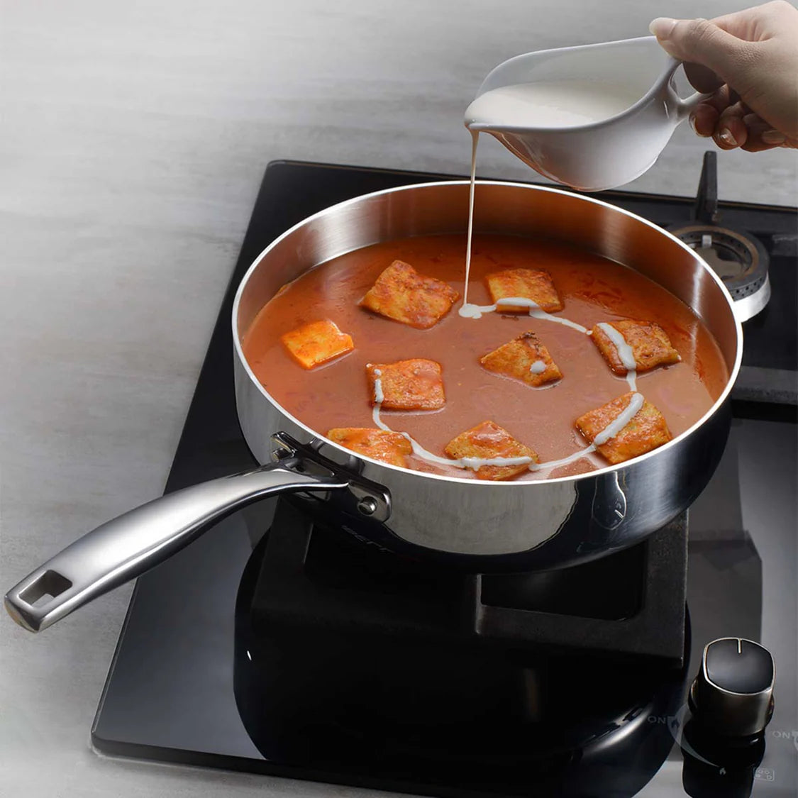 Tramontina Aeion 24cm Triply Deep Sauté Pan with SS Lid