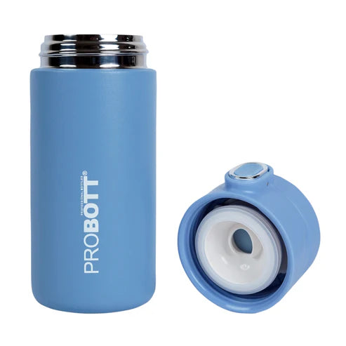 Pride 400ml Thermosteel Hot & Cold Insulated Stainless Steel Travel Flask, Blue | Spill Proof Coffee & Tea Mug | Easy Grip, Easy to Carry | PB 400-06