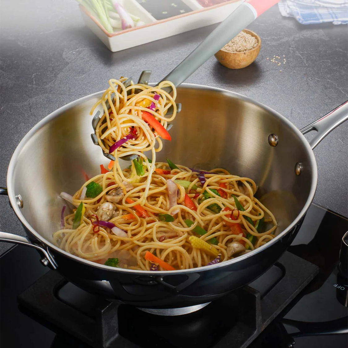 Tramontina Aeion 26cm Triply Wok with SS Lid