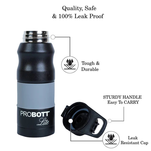 LITE Bliss 700ml Stainless Steel Water Bottle – Single-Walled, BPA-Free, Black – Food-Grade Metal for Daily Hydration PL 700-01