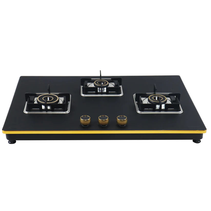 Shine Gold Three Burner Gas Stove/Hob Top Auto Ignition
