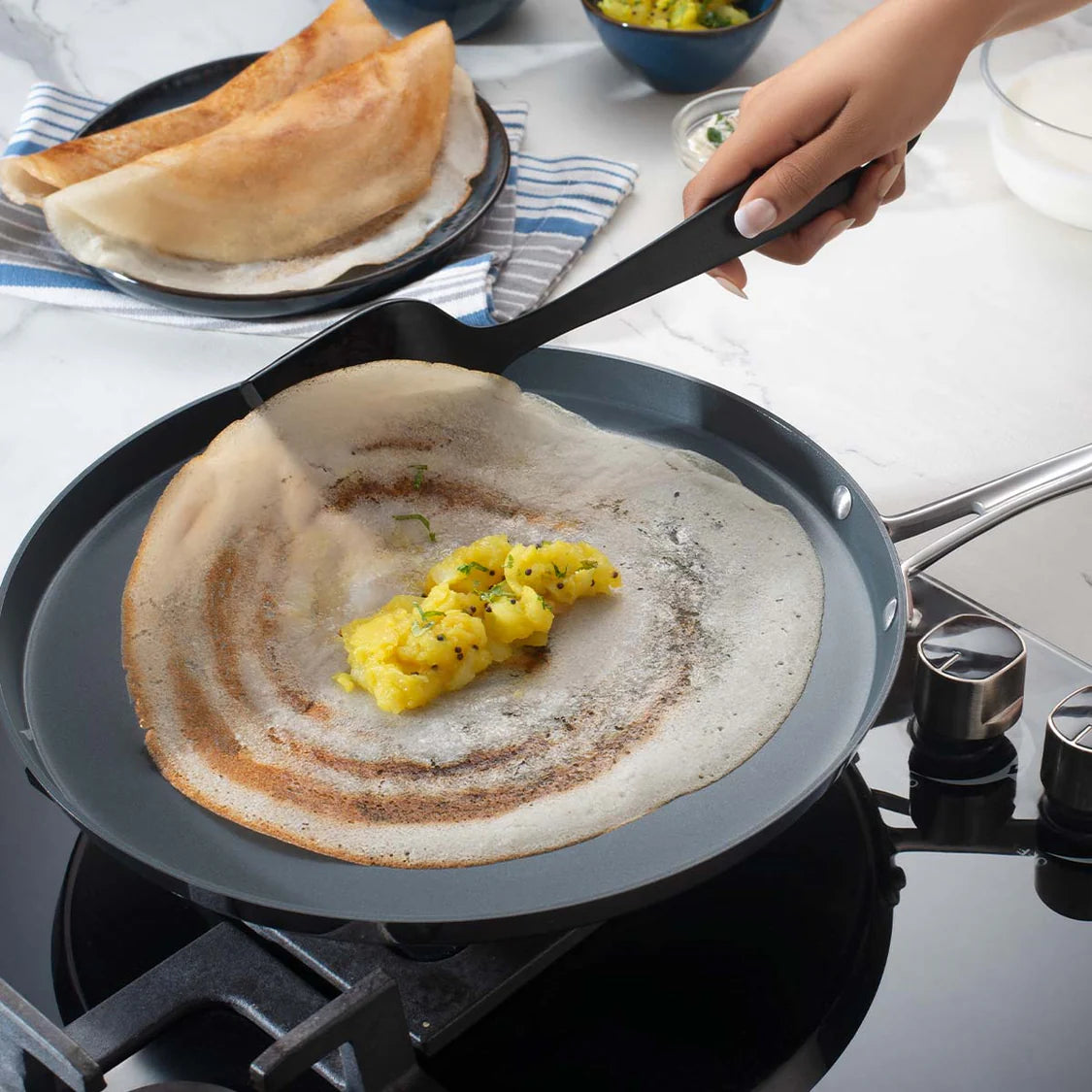 Tramontina Fusao Healthy Triply Ceramic 28cm Dosa Tawa 4mm thick