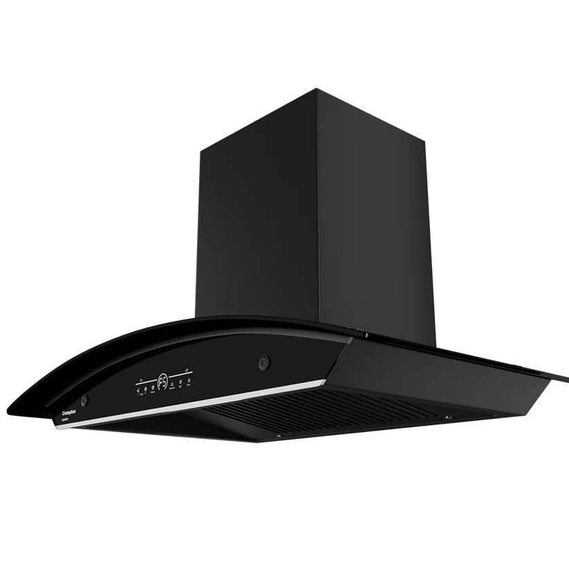 Crompton CHD-QPVC90FLE-MBL-Curved Wall Mounted Chimney QuietPro 90 cm