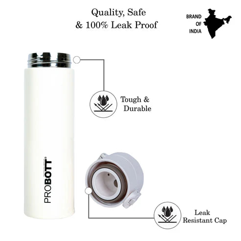 Glitter 300ml Travel Flask – Hot & Cold Vacuum Insulated Stainless Steel with Flip Top Cap, White | PB 300-05