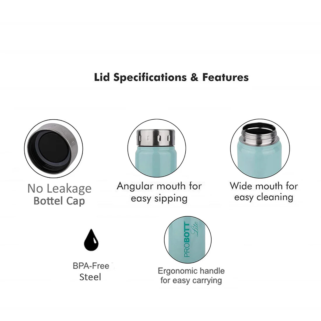 LITE Freeze 750ml Stainless Steel Water Bottle | Single Wall | Food Grade Steel, Leak-Proof, BPA-Free | Light Green | PL 750-01S