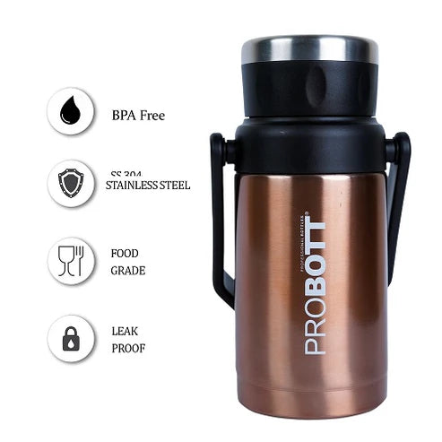 Handy 1500ml Thermos Flask Bottle, Stainless Steel Vacuum Insulated Hot & Cold Water Bottle | Leak-Proof | Portable & Eco-Friendly | Silver | PB 1500-03
