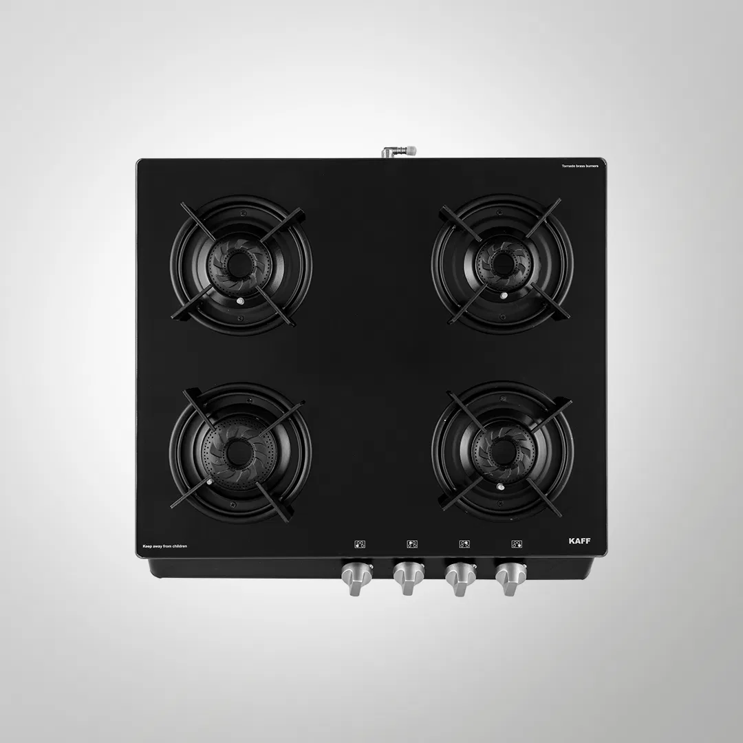 CBP 58 4B AI – 4-Burner Auto Ignition Gas Stove | Slim Line Design | Black Tempered Glass