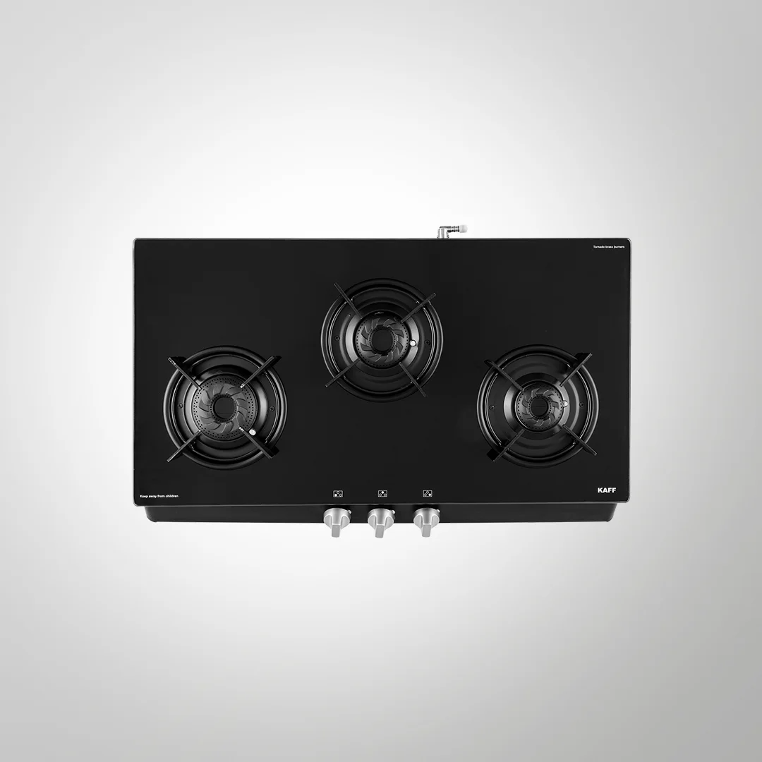 CBP 71 3B AI – 3-Burner Auto Ignition Gas Stove | Slim Line Design | Black Tempered Glass