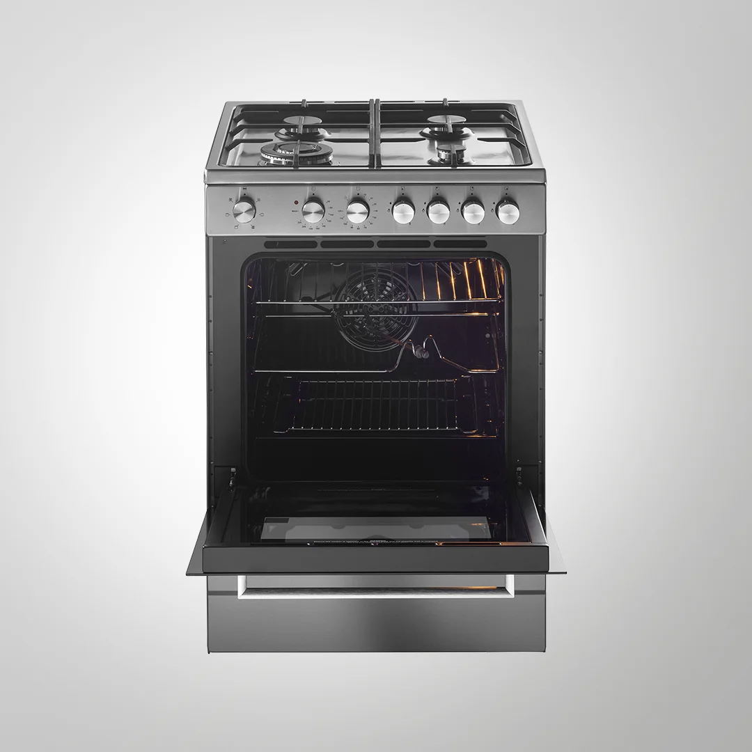 KAB 60 SS 60cm Cooking Range | Stainless Steel | 4 Gas Burners with Triple Ring Burner | Electric Oven | Convection