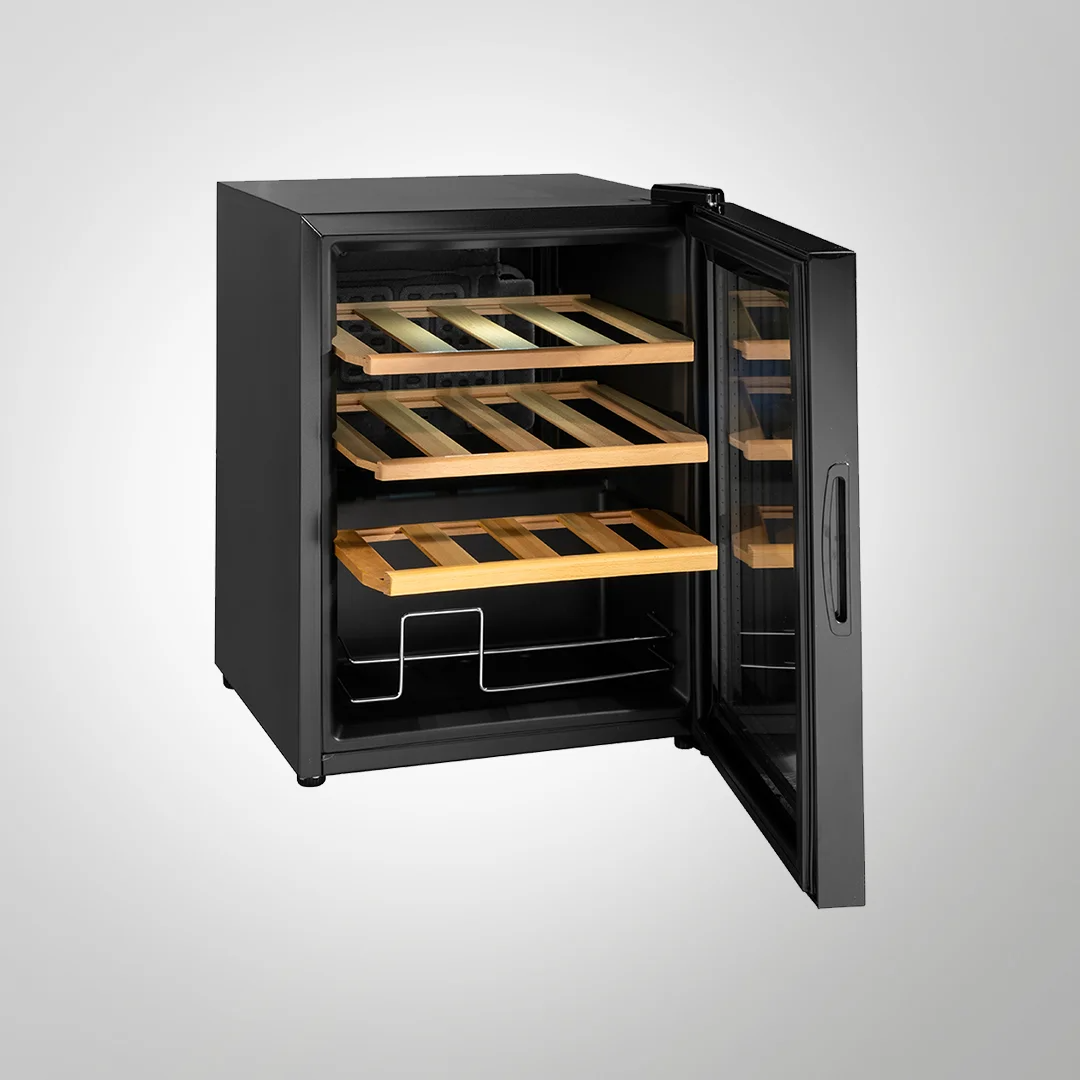 WC42 Free-Standing Wine Cooler | 16 Bottle Capacity, Black Glass Door, Touch Control, and Compressor Cooling