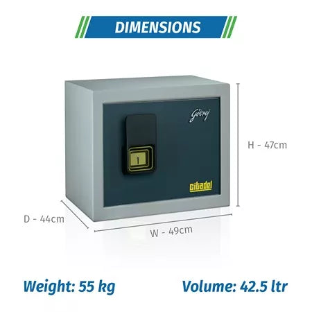 Citadel 45 V1 (Grey) Heavy-Duty Home Locker with Key Lock