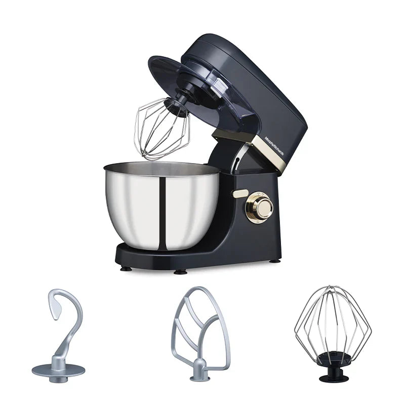 Melange 800W Stand Mixer, 8-Speed with 5L Bowl, Dough Hook, Whisk, and Mixing Beater – Dark Navy Blue & Golden Chrome