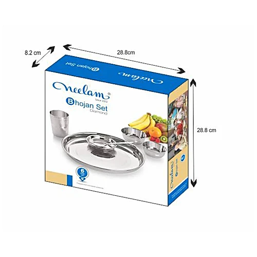 Pack of 6 Steel Diamond Touch Bhojan Set of 6 pcs Dinner Set