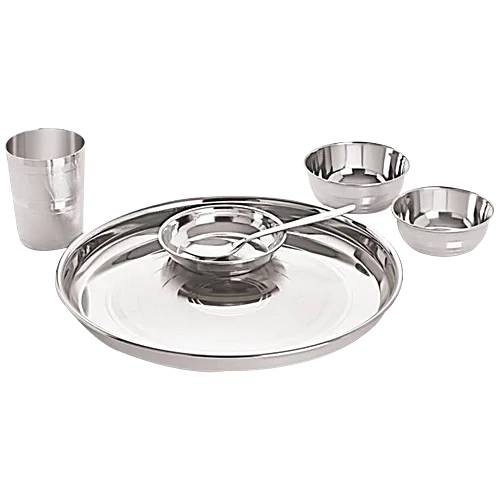 Pack of 6 Steel Diamond Touch Bhojan Set of 6 pcs Dinner Set