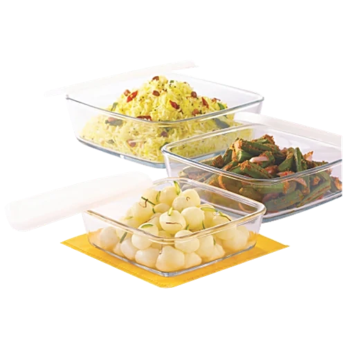 Square Dish With Lid & Storage Set - IH22DH15626, 3 pcs