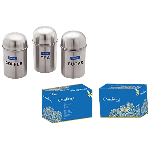 Tea Coffee Sugar Storage Container Canister With Spoons, 3 pcs