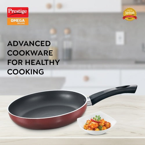 Omega Deluxe Aluminium Induction Base Non-Stick Fry Pan, 20cm (Red) 36722