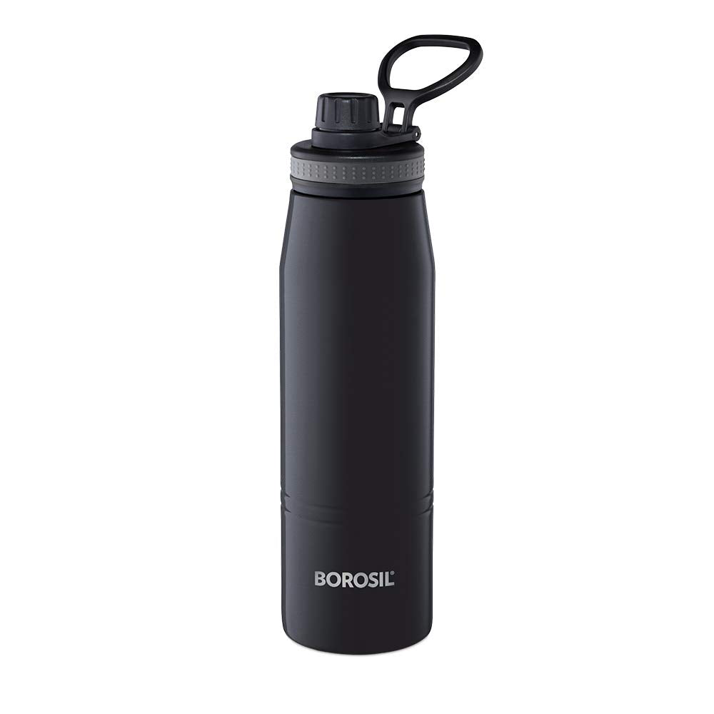 GoSport Black Stainless Steel Hot & Cold Bottle – 14 Hrs Hot, 18 Hrs Cold, Leakproof Sipper, 600ML, Vacuum Insulated