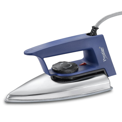 Magic Cruise 600W Dry Iron|Greblon Non-Stick Coated Sole Plate|Wide Range Of Fabric Interface|Light Weight|Neon Indicator Light | Blue & Silver