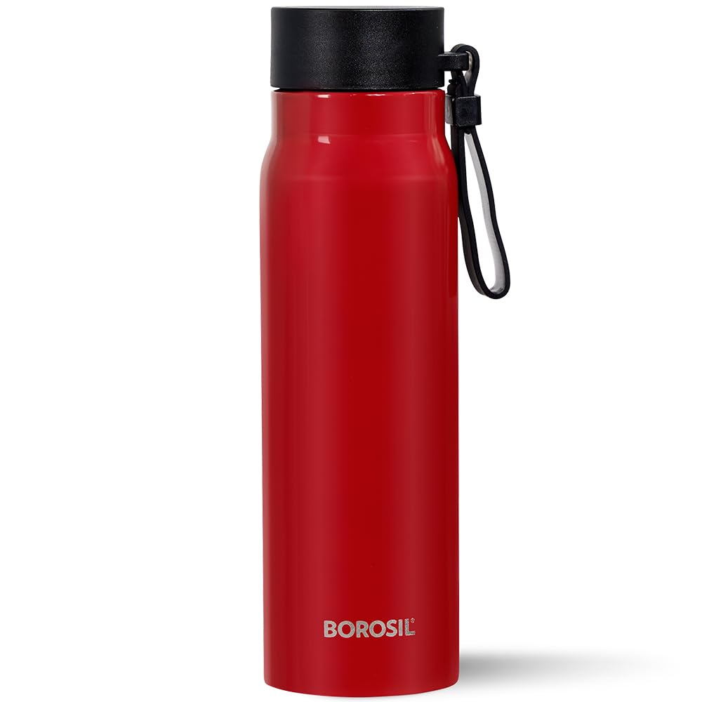 Bliss Red Stainless Steel Bottle – 500 mL (BLISOS00RD38) | Hot & Cold Thermosteel Water Bottle for Office & Daily Use