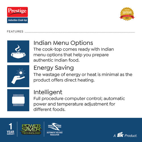 Induction Cooktop – Xpress 1200W | Preset Indian Menus | Power-Saving Technology | Durable Glass Body | Manual Ignition