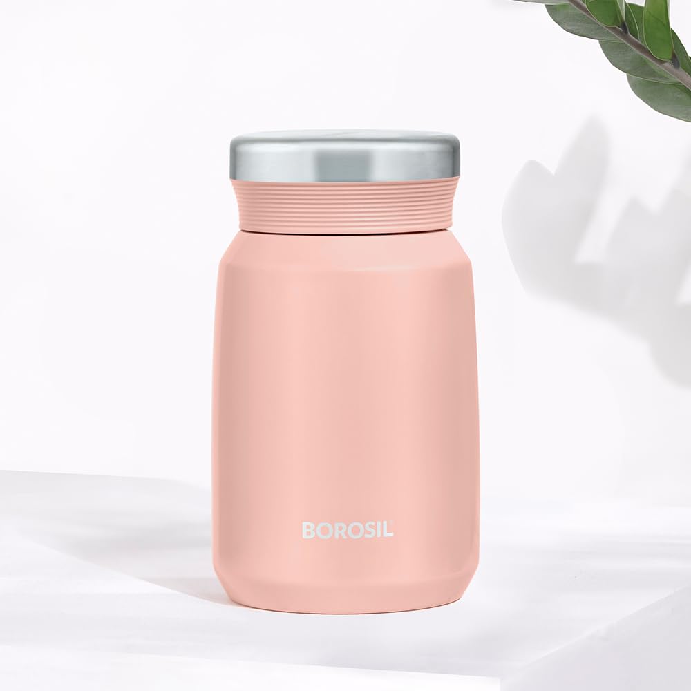 Carry Mate Pink 500ML Stainless Steel Food Jar | 12 Hrs Hot & 13 Hrs Cold | Leakproof, Copper Coated, Portable Mug | CM500PNK41