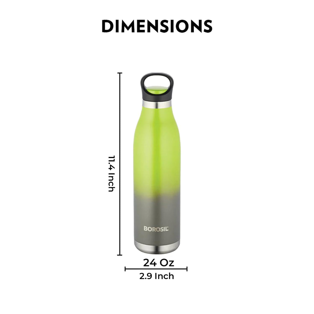 ColourCrush Green 700ML Hot & Cold Stainless Steel Bottle | 24 Hrs Temp Retention | Easy Carry Handle | BTO700GRN401