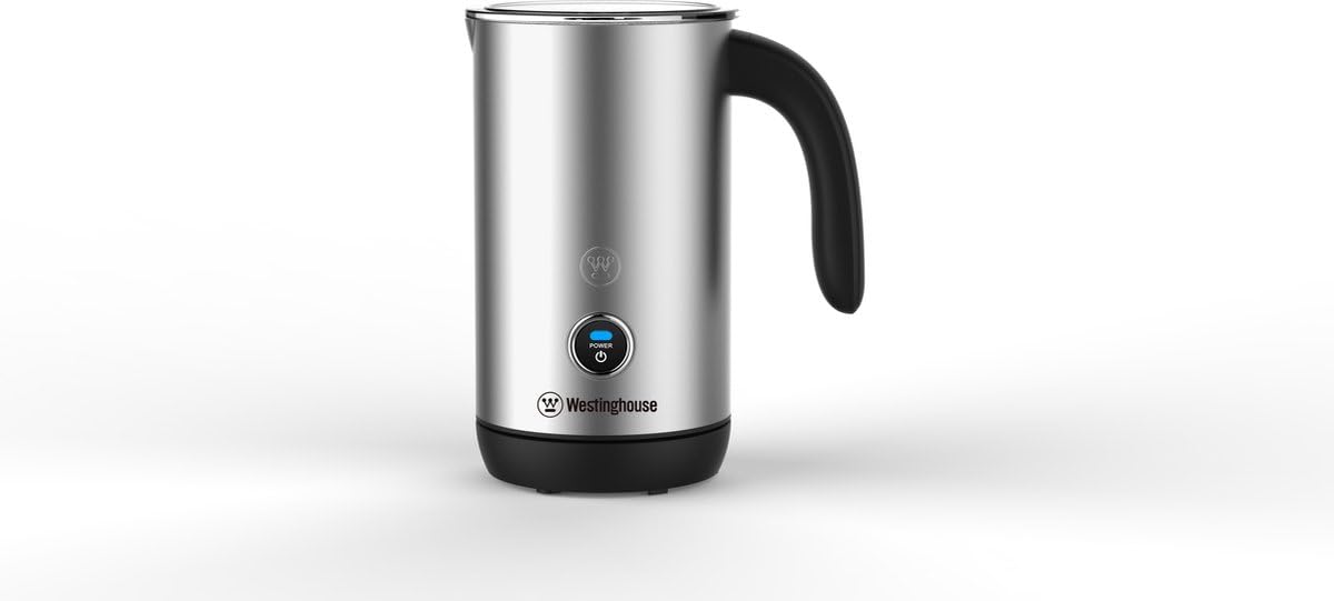 Electric Basic Series Milk Frother 200ml Capacity Non-Stick Warm and Cold Milk Foam for Cappuccino, Latte Macchiato and Cocoa, 360°Base, Silver